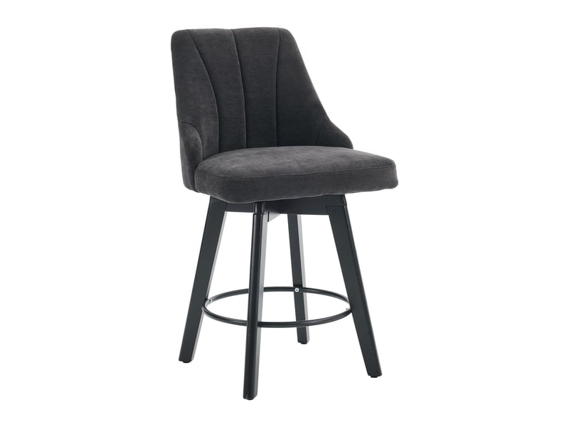  Lot de 2 tabourets de bar pivotants,avec dossier et repose-pieds,chenille,gris  - Conforama A