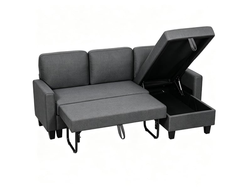 Canapé d'angle convertible 3 places avec coffre réversible 197 x 129 x 85 cm  - Conforama A