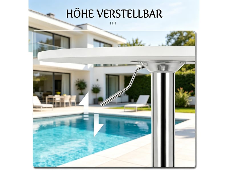 Table de bar ronde réglable en hauteur avec pied chromé pour cuisine ø60 cm en mdf blanc mat - Conforama C