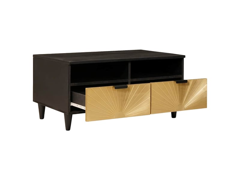 Table basse - table de salon - table à thé noir et or 40 x 33 x 46 cm bois d'ingénierie - Conforama A
