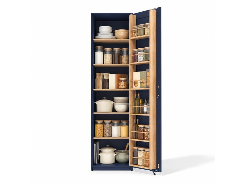  Colonne de cuisine avec étagères réglables et rangements de porte, pour petits espaces, bleu, 40 × 40 × 183 cm  - Conforama A