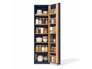 Colonne de cuisine avec étagères réglables et rangements de porte, pour petits espaces, bleu, 40 × 40 × 183 cm