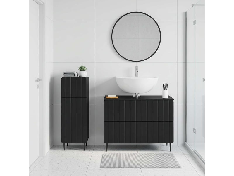  Ensemble de 2 meubles de salle de bain zwolle noir cf63242  - Conforama B