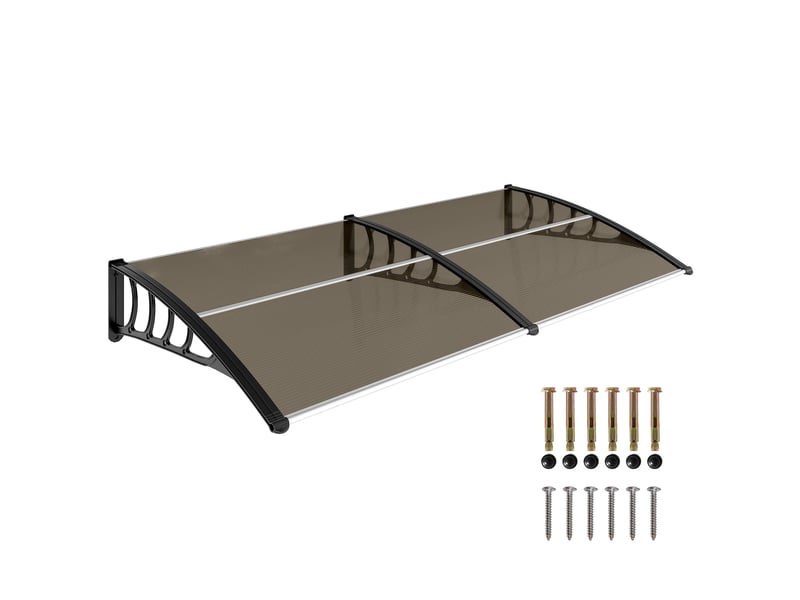  Auvent de porte toit marquise en polycarbonate auvent de porte d'entrée bord en aluminium contre la pluie et uv  - Conforama A