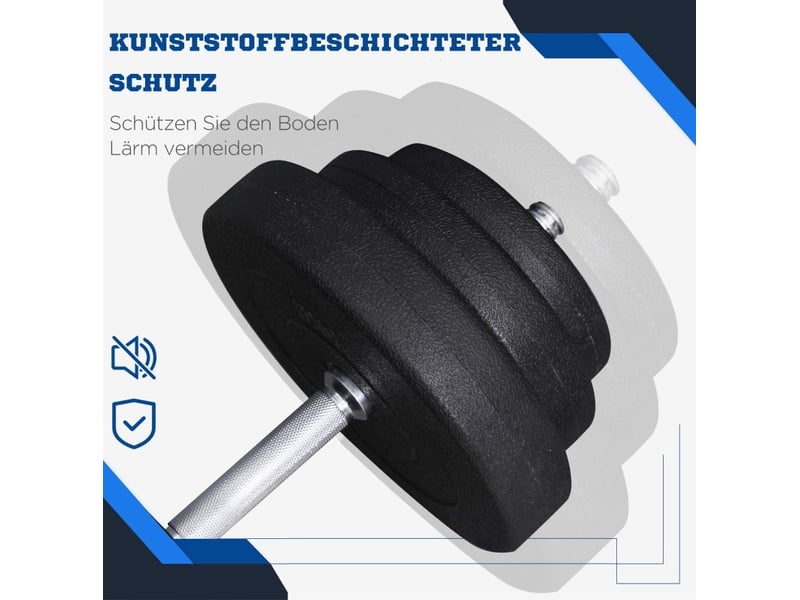  Set d'haltères 40 kg réglable avec poignées en métal noir  - Conforama E