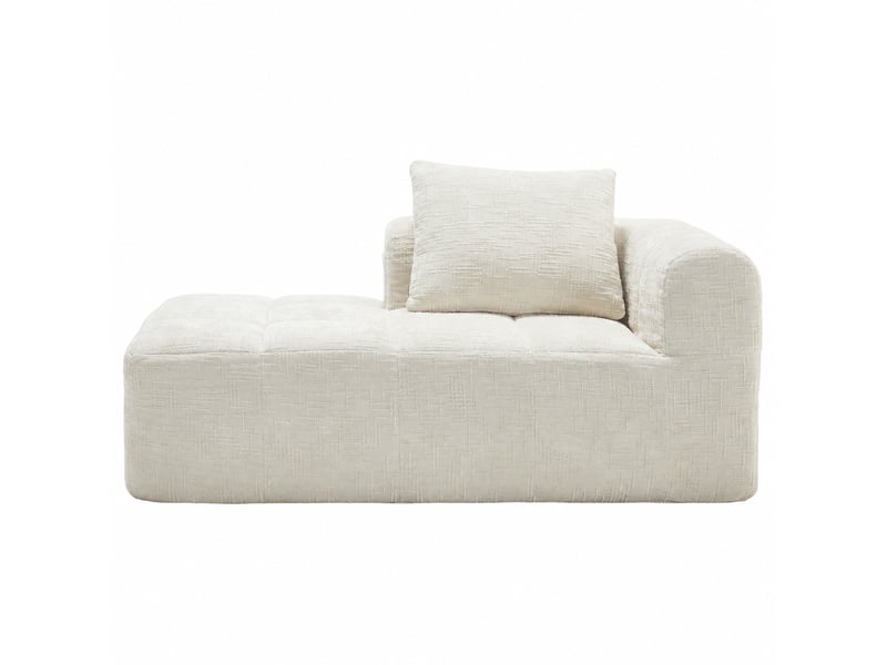  Canapé méridienne beige, 1 place en chenille avec coussin et poches latérales  - Conforama A