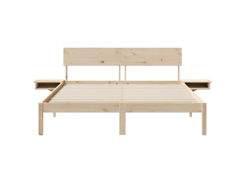  Lit double- lit adulte -  cadre de lit avec tête de lit marron 150 x 200 cm pin massif  - Conforama D