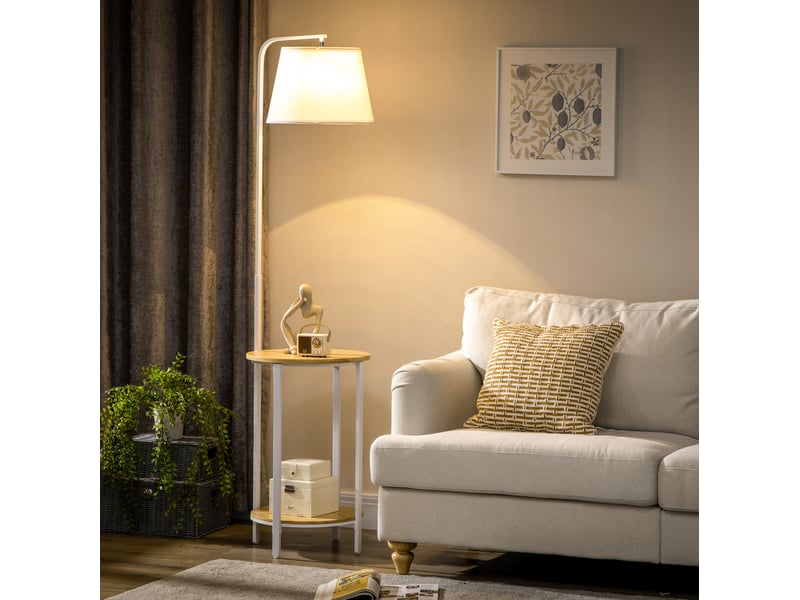  Lampadaire 43x39,5x162 cm avec deux tablettes métal blanc  - Conforama B
