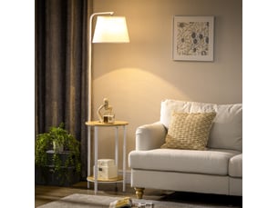 Lampadaire 43x39,5x162 cm avec deux tablettes métal blanc