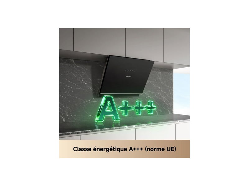  Hotte incline 60 cm z6000 hz60 noir aspiration 3d 600 m3h commande tactile ou gestes led 4 vitesses plus boost 64 db DRE6978841620128 - Conforama C