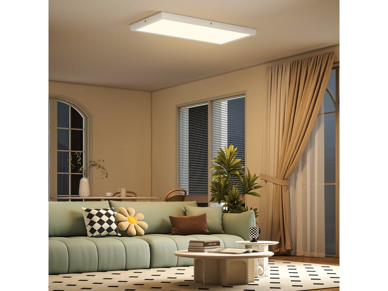  Ensemble de 4 plafonniers et appliques murales à température de couleur réglable (3000k4000k6000k) avec interrupteur dip, blanc, 60 x 30 x 3,7 cm  - Conforama C
