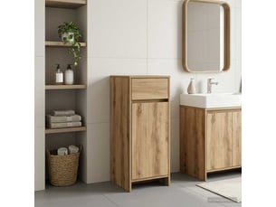 Armoire de salle de bain, meuble de rangement chêne artisanal 35x36.5x85 cm