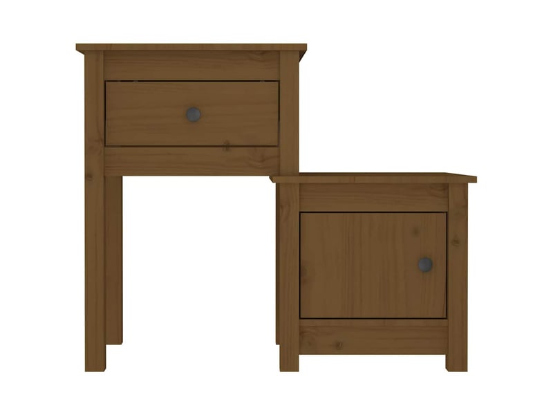  Lot de 2 tables de chevet - cabinet de chevet - table de nuit marron miel 79,5x38x65,5 cm pin solide  - Conforama D