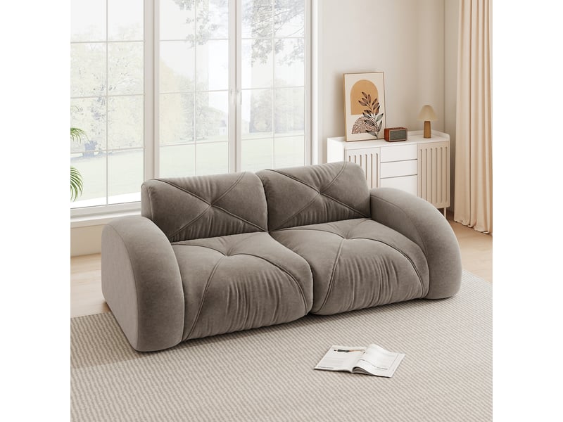  Canapé modulaire 2 places en chenille avec confort moelleux, design sans cadre et sans montage, taupe  - Conforama B
