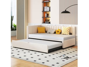 Lit gigogne 90x200 cm OKWISH coloris beige