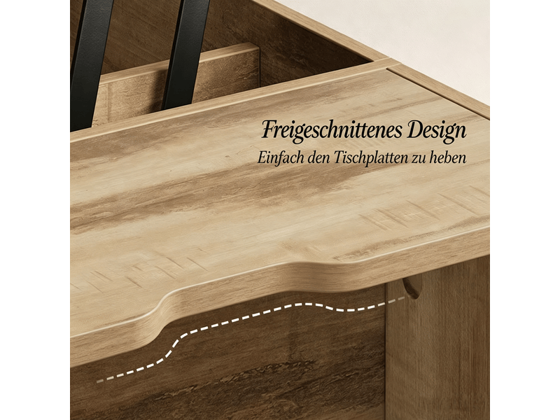  Table basse relevable table de salon mobile à roulettes verrouillables format compact plateau relevable usage bureau d'étude  - Conforama D