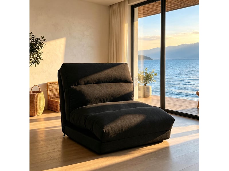  Fauteuil de sol convertible en couchage d’appoint, dossier réglable, en polyester  - Conforama D