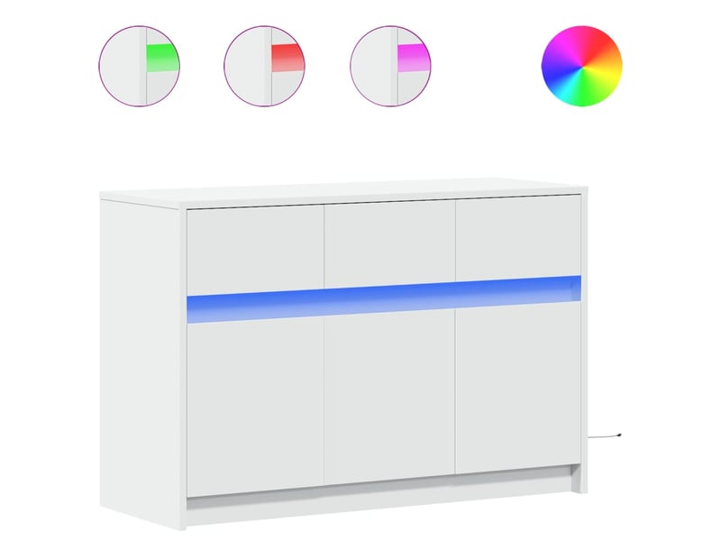  Meuble tv - banc tv - meuble de rangement avec led blanc 91x34x61 cm bois d'ingénierie  - Conforama A