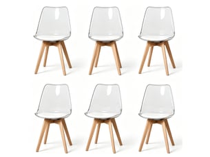 Lot de 6 chaises de salle à manger blanches, structure en bois, 49 x 42 x 83 cm