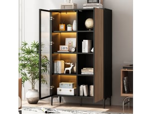 Vitrine coloris bicolore 8 étagère(s) <strong>WISHDOR</strong> <strong></strong> - 90 cmx135 cm