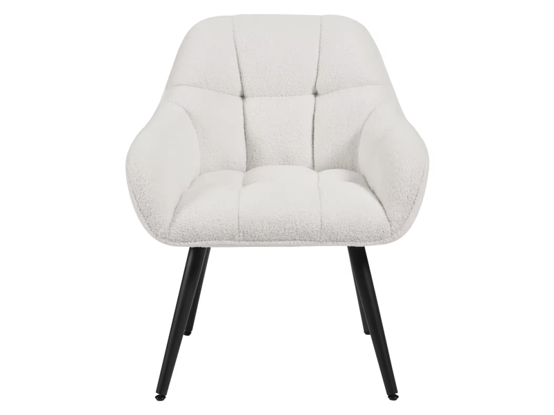  Fauteuil ergonomique avec accoudoirs et patins réglables en tissu bouclette crème, 52 × 78,5 × 53,5 cm  - Conforama A