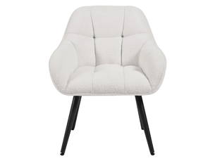 Fauteuil ergonomique avec accoudoirs et patins réglables en tissu bouclette crème, 52 × 78,5 × 53,5 cm