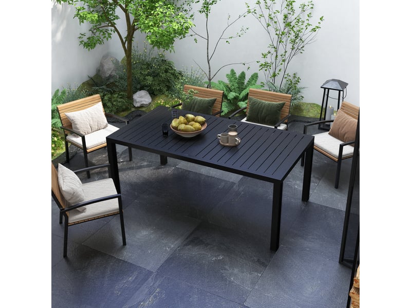  Table de jardin rectangulaire extensible aluminium noir 240x94x73cm  - Conforama C