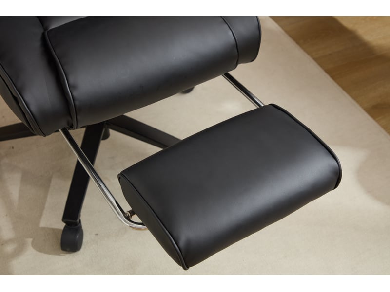  Chaise de bureau inclinable 90 à 130° avec soutien lombaire réglable - lpospi - dossier haut en cuir synthétique noir  - Conforama C