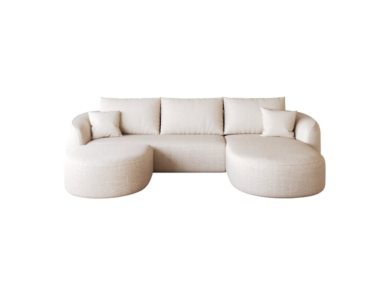  Canapé d'angle u 5 places 266 cm en chenille blanc homvra  - Conforama A