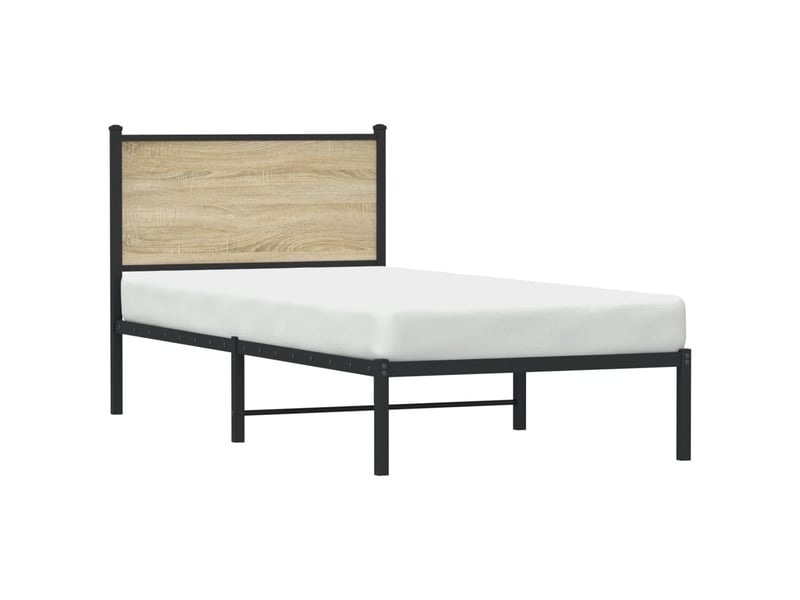  Lit simple- lit adulte -  cadre de lit en métal sans matelas chêne sonoma 80x200 cm  - Conforama C
