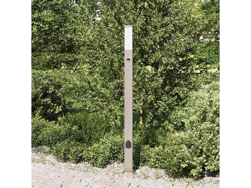  Borne lumineuse, lampadaire avec détecteur et prise 110 cm acier inoxydable ip44 shl42203  - Conforama C