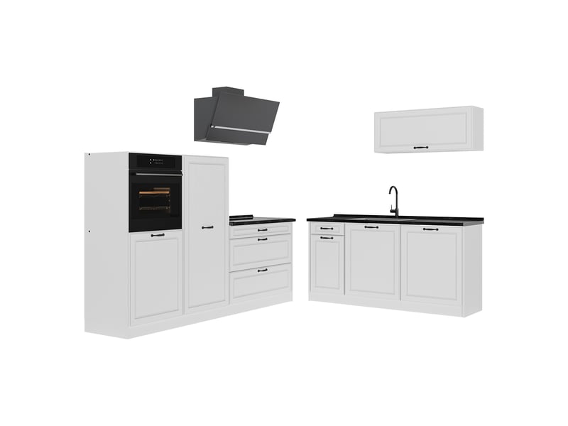  Vicco cuisine, blanc campagneblanc, 220cm plan de travail anthracite  - Conforama A