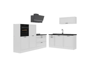Vicco cuisine, blanc campagneblanc, 220cm plan de travail anthracite