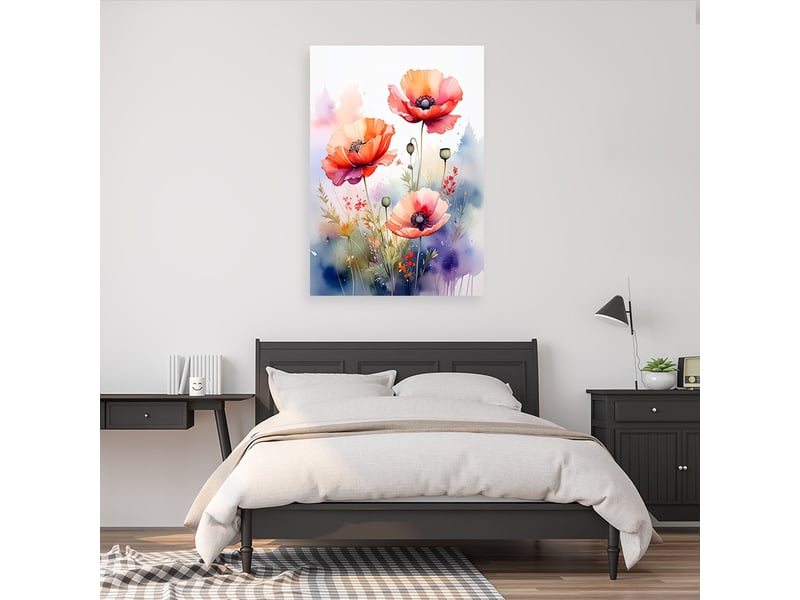 Image sur toile, coquelicots rouges fleurs de champ pastel 70x100 1312610458 - Conforama B
