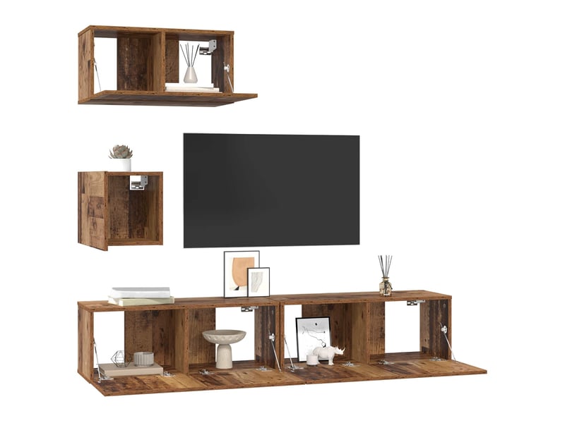  Ensemble meuble tv - banc tv - meuble de rangement 3 pcs bois ancien bois d'ingénierie  - Conforama C