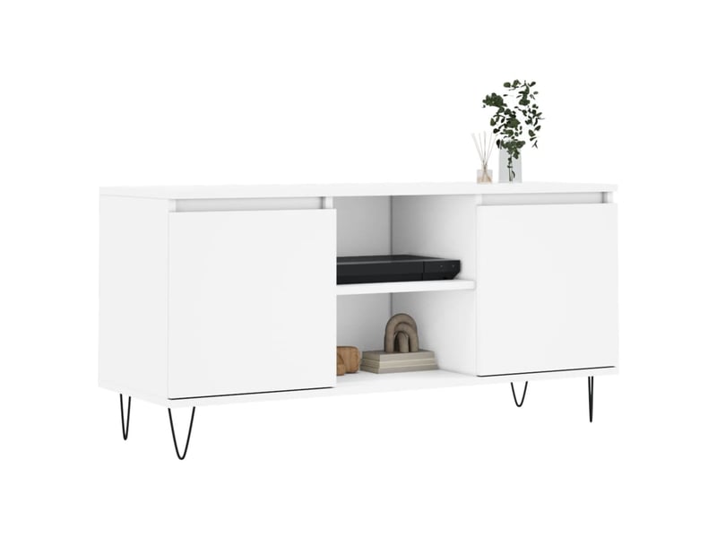  Meuble tv - banc tv - meuble de rangement blanc 104x35x50 cm bois d'ingénierie  - Conforama C