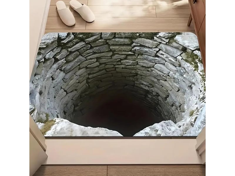 Paillasson 3d à illusion d'optique 50 x 80 cm, tapis antidérapant à effet d'abîme, microfibre lavable - Conforama D