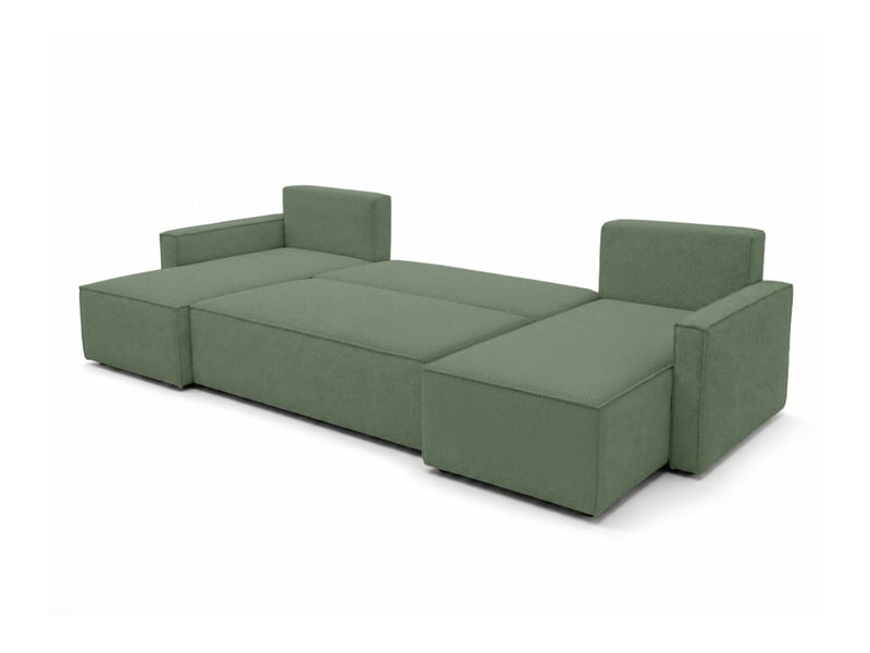  Farah - canapé d'angle panoramique convertible 6 places accoudoirs slim en tissu bouclettes généreuses  - Conforama C