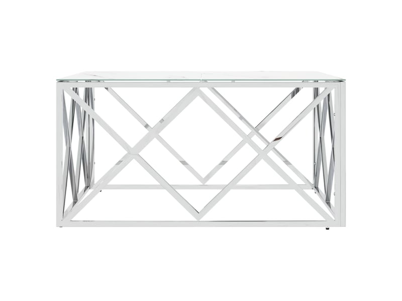  Table basse | table d'appoint salon argenté 80x80x40 cm acier inoxydable et verre  - Conforama D