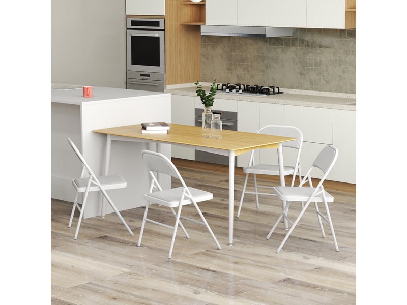  Lot de 4 chaises pliantes chaises de salle à manger portables cadre en acier 45 x 46 x 78 cm blanc  - Conforama D
