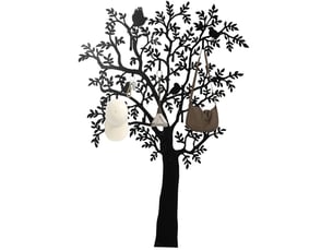 Porte-manteau mural en métal 120 x 175 cm – noir – design arbre avec oiseaux, 8 crochets