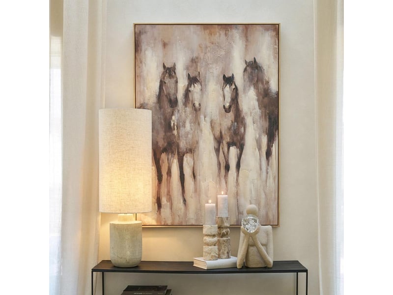  Tableau déco chevaux malte 102x142cm beige  - Conforama D
