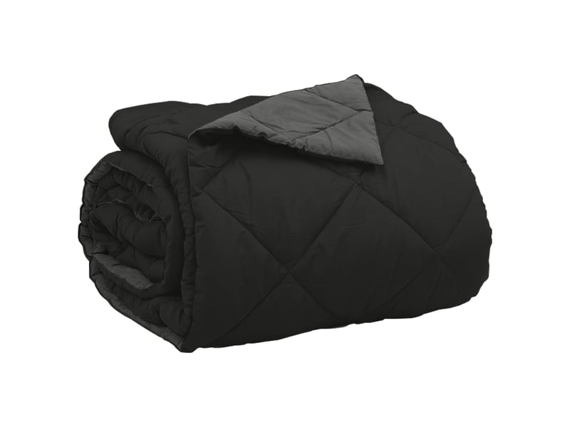 Duvet - couette d'été simple 200 x 200 cm été 200 gsm noir et anthracite - Conforama E