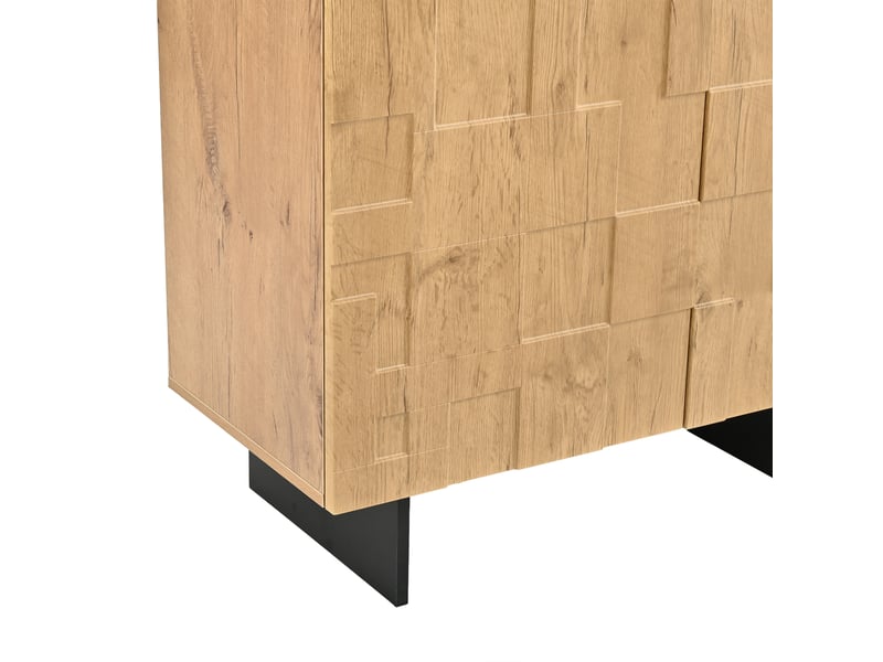 Buffet 3 portes et 5 compartiments à fermeture douce pour salon en mdf 140×40×70 cm bois naturel - Conforama D