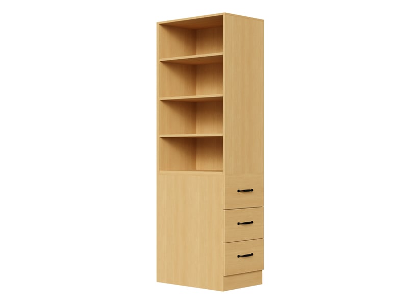 Bibliothèque étroite 180 cm, meuble de rangement avec tiroirs latéraux et étagères réglables, idéal pour petits espaces - Conforama R