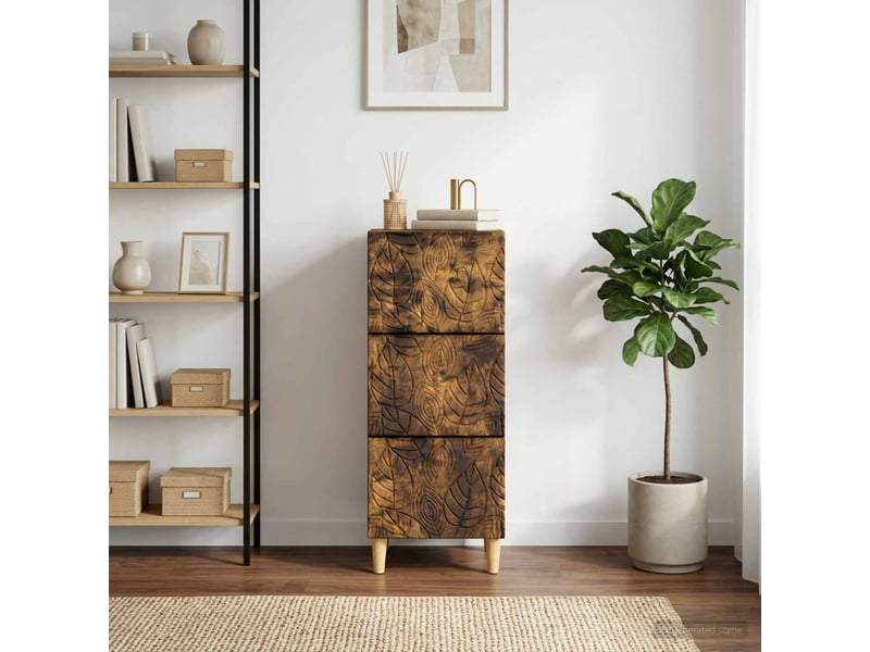 Armoire de rangement bureau, armoire à tiroirs chêne fumé 33 x 34,5 x 90 cm shl1343 - Conforama C