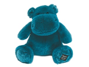 Peluche hippo hip pop bleu canard - 25 cm