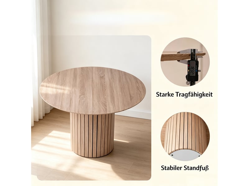 Table à manger ronde minimaliste, table fonctionnelle, design épuré - Conforama D
