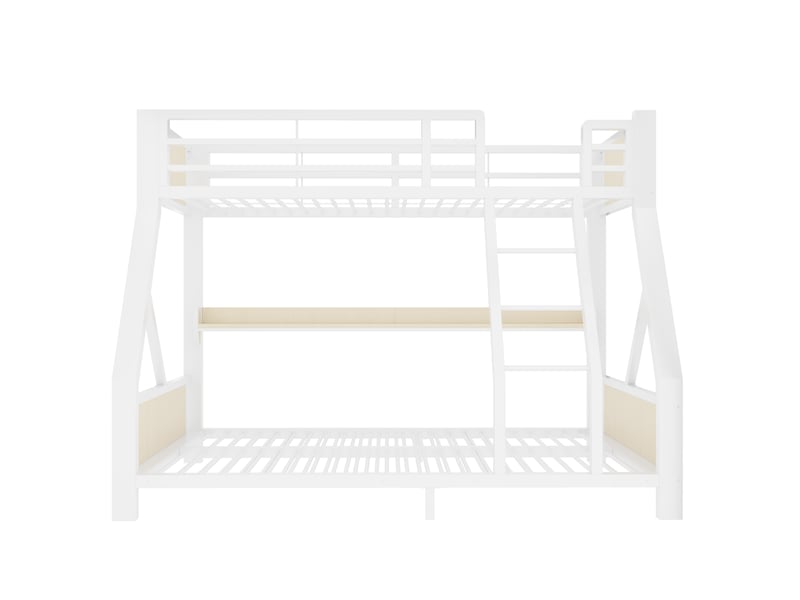  Lit superposé 90x200 cm et 140x200 cm avec led et étagère blanc, sans matelas  - Conforama E