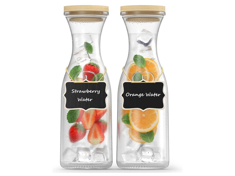 Carafe set de 2 carafes en verre 1 litre, carafe à eau avec couvercle - Conforama A